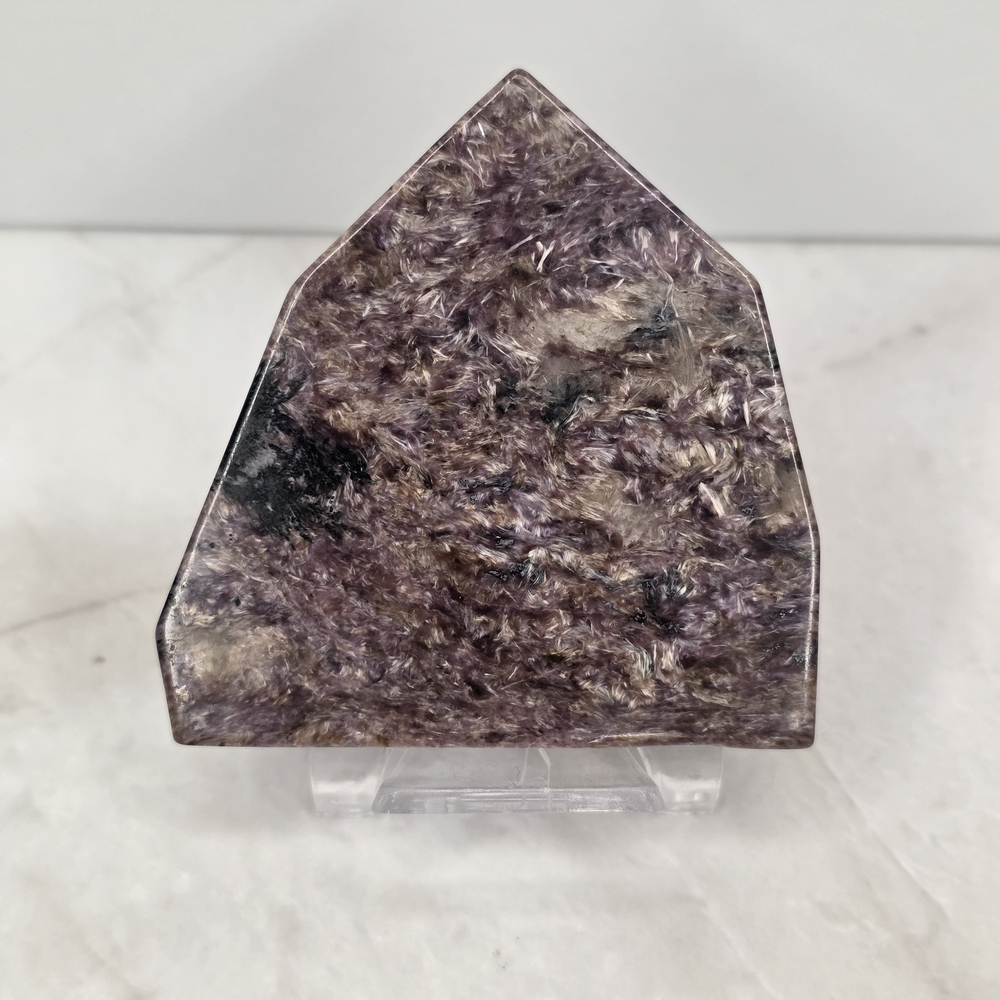 Purple Charoite Freeform Slab With Acrylic Stand